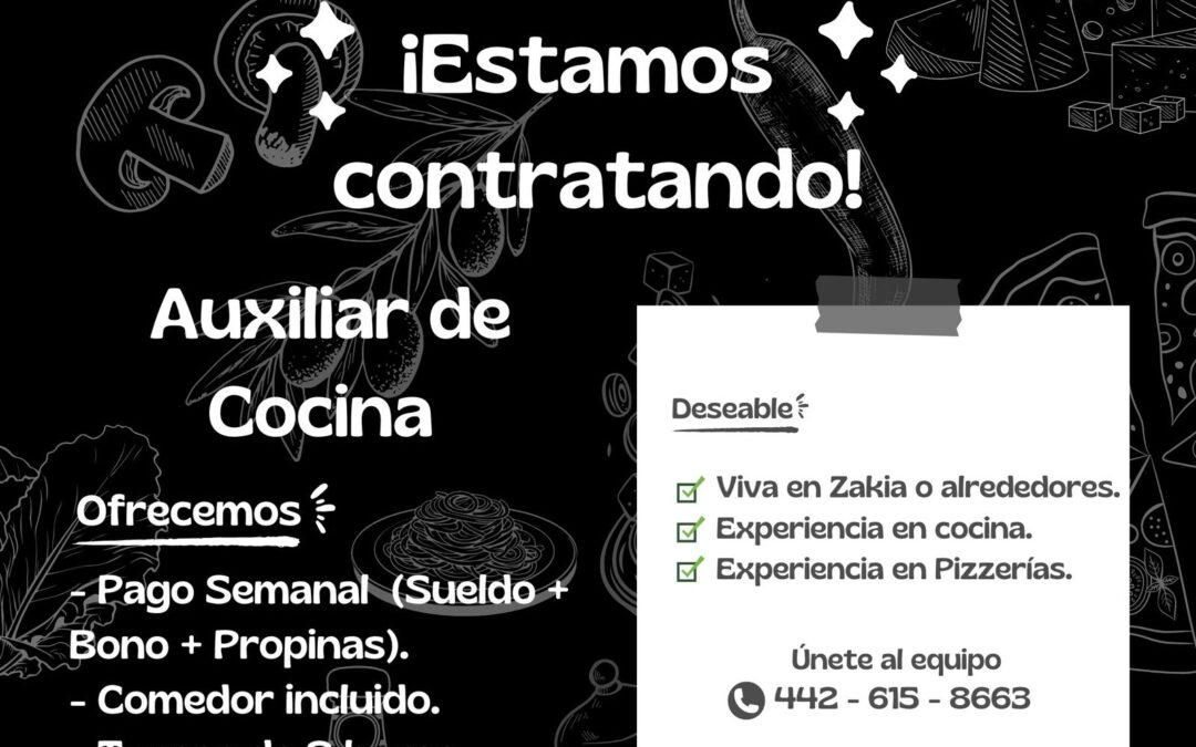 Morató, Oferta de Empleo, Auxiliar de Cocina
